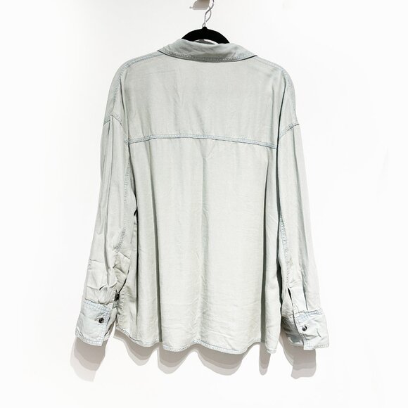 H&M Oversized Denim Shirt Light Blue Large - Picture 3 of 3